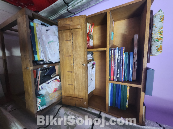 Wooden Study Table with Shelf & Storage